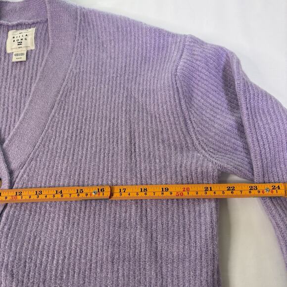 Billabong Cardigan Women’s Purple Oversized Knit V-Neck Button Front Sweater - Picture 7 of 9